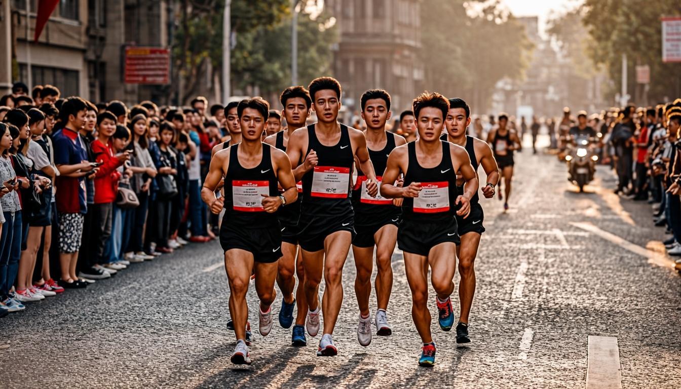 Pelari kompetitif di garis depan kategori 10K Challenge