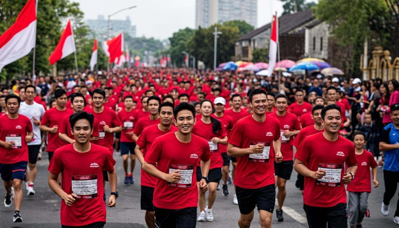 Komunitas pelari berlari bersama pada kategori 5K Pokok E Melayu